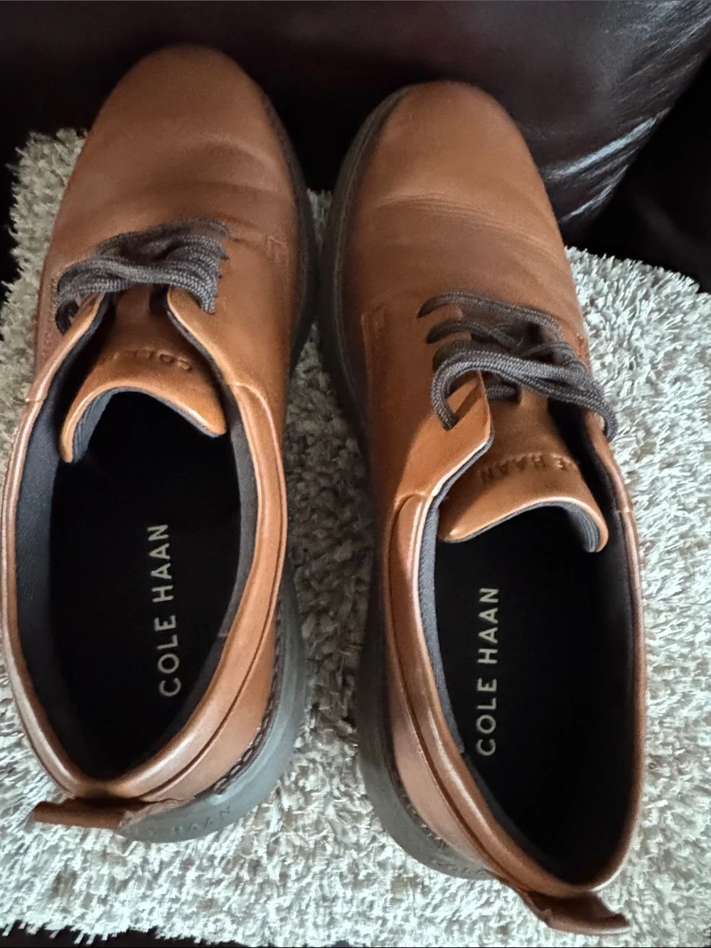 Cole Haan Tan Leather Lace-Up Oxfords